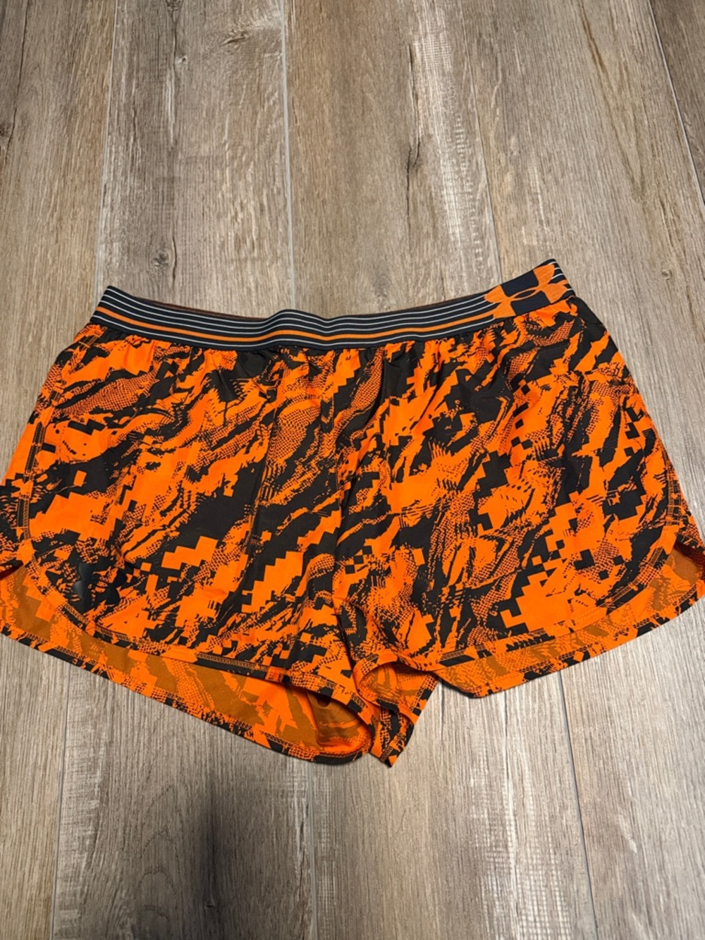 Under Armour Heat Gear Orange & Black Camo Performance Shorts